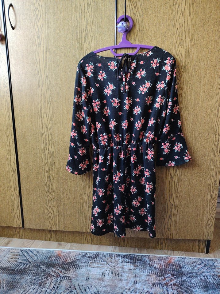 Çiçek Desenli Midi Bohem Elbise - Görsel 3