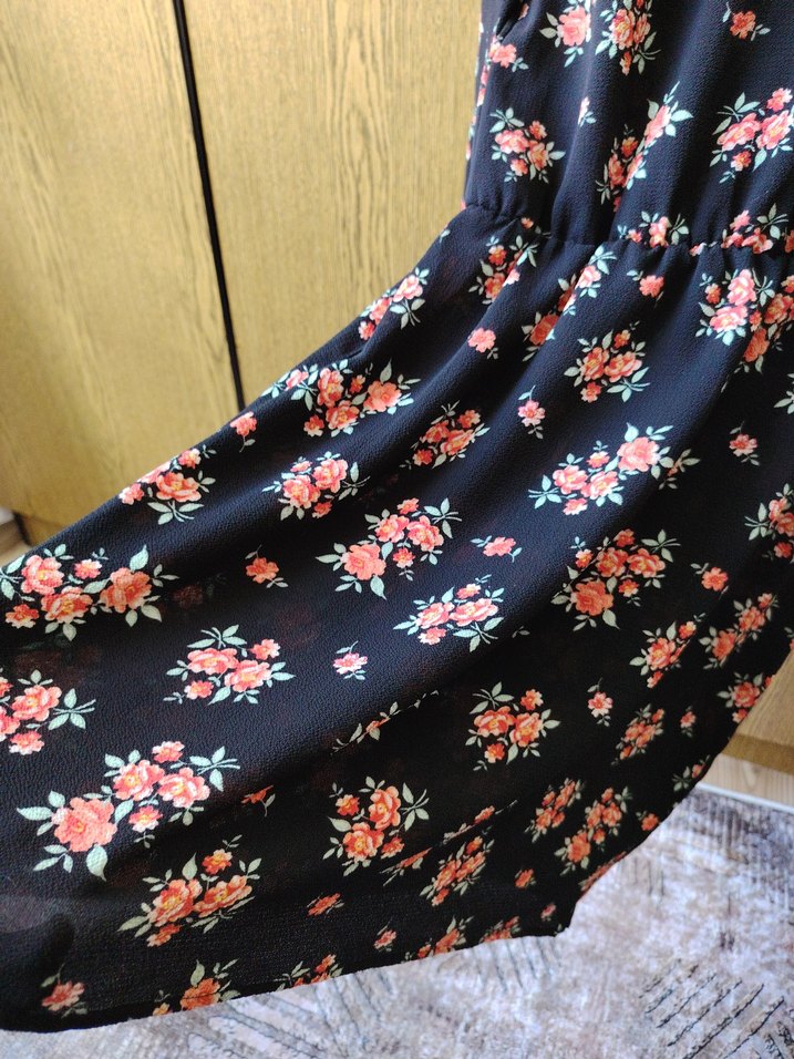 Çiçek Desenli Midi Bohem Elbise - Görsel 4