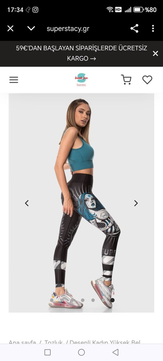 Siyah Baskılı Kadın Tayt - Rock Punk Stili - Görsel 3