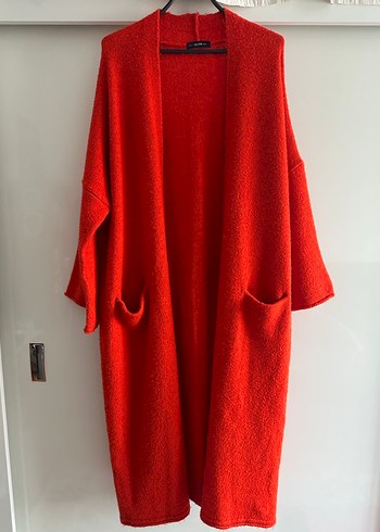 Dilvin Kırmızı Uzun Örgü Hırka - Görsel 6