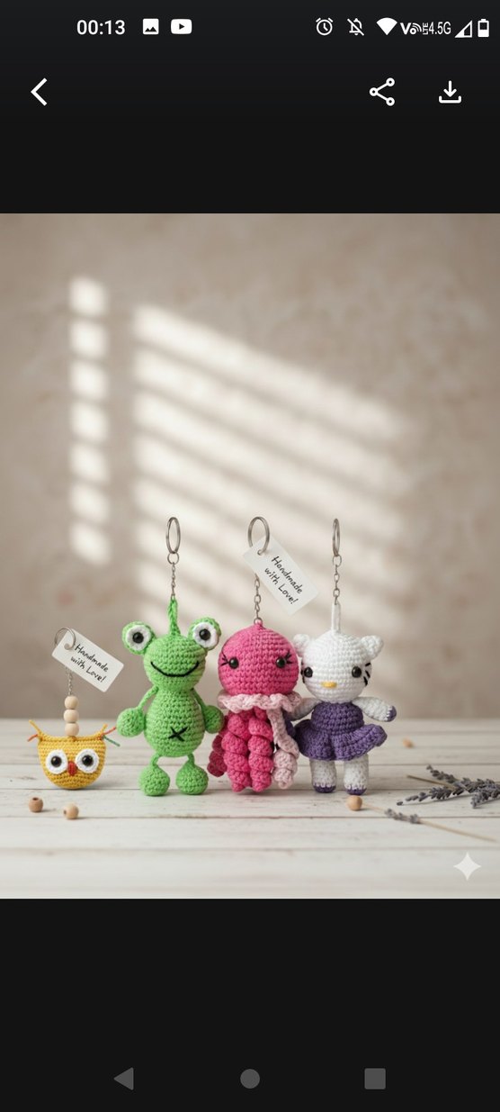 Renkli El Yapımı Tığ İşi Anahtarlık - Görsel 2