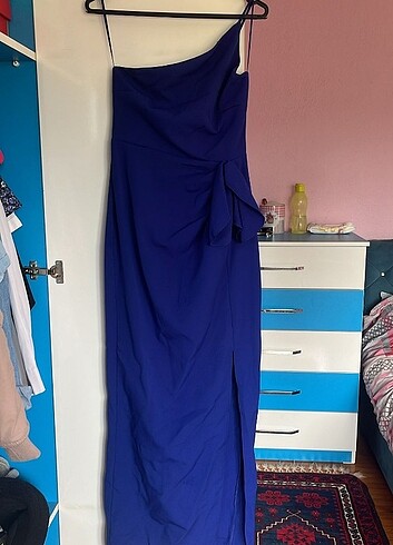 Lacivert Tek omuz abiye - Görsel 2
