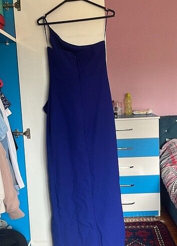 Lacivert Tek omuz abiye - Görsel 3