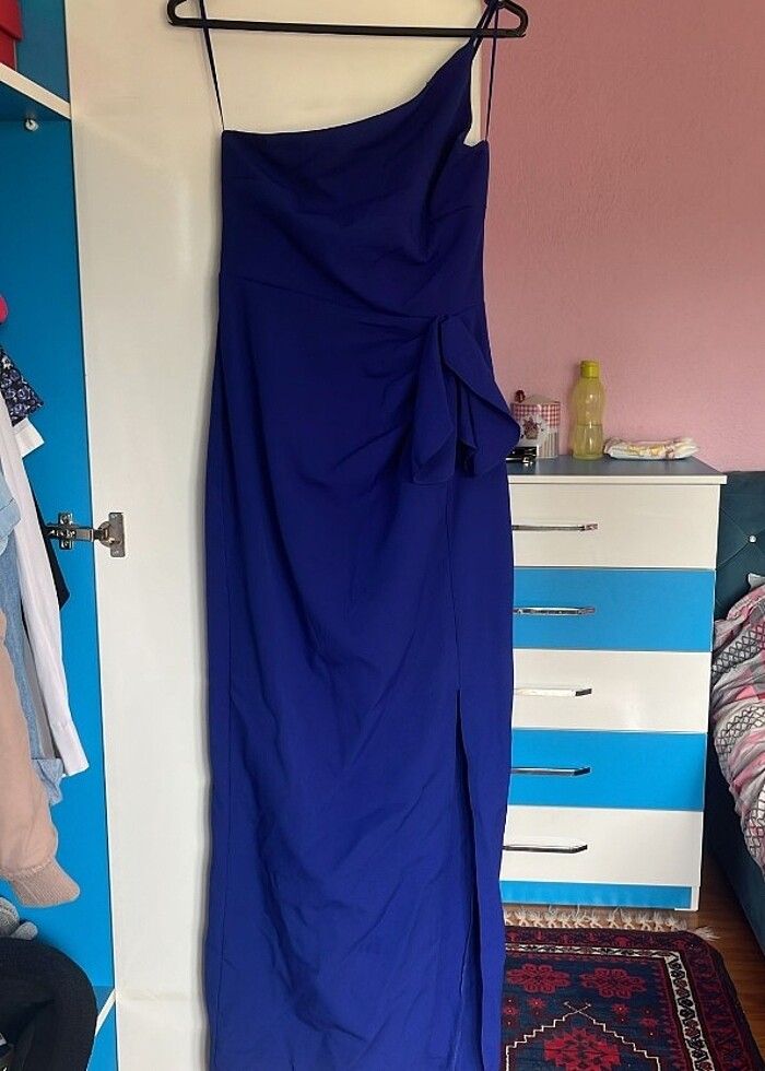 Lacivert Tek omuz abiye - Görsel 2