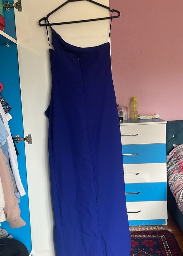 Lacivert Tek omuz abiye - Görsel 3