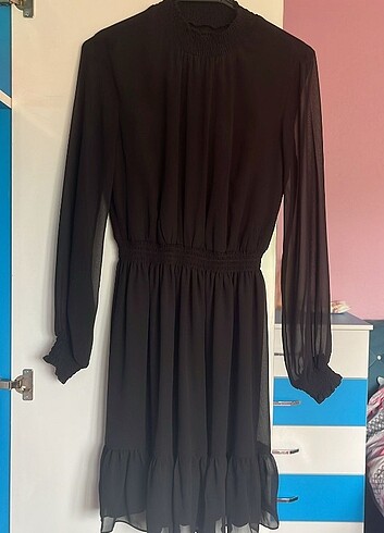 Siyah günlük elbise - Görsel 3