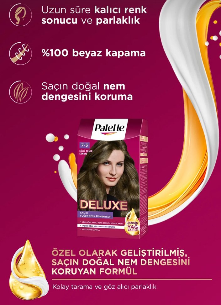 Palette Deluxe Küllü Yoğun Kumral Saç Boyası 7-3 - Görsel 4