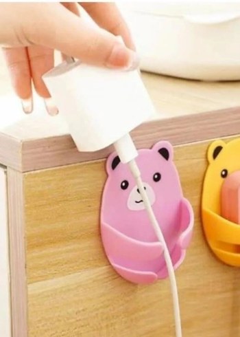 Ayıcık Model Yapışkanlı Fiş Askısı Kablo Tutucu Düzenleyici - Görsel 2