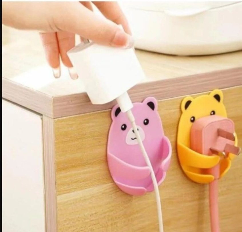 Ayıcık Model Yapışkanlı Fiş Askısı Kablo Tutucu Düzenleyici - Görsel 2