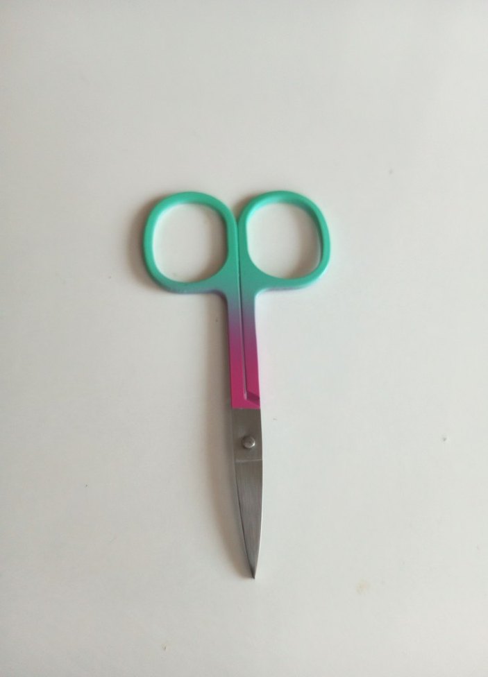 Turkuaz - Pembe Renk Geçişli Çelik Kaş Makası - Görsel 2