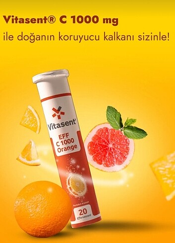Diğer Vitasent Vitamin C 1000 - 20 Efervesan Tablet. Vitamin C İçeren