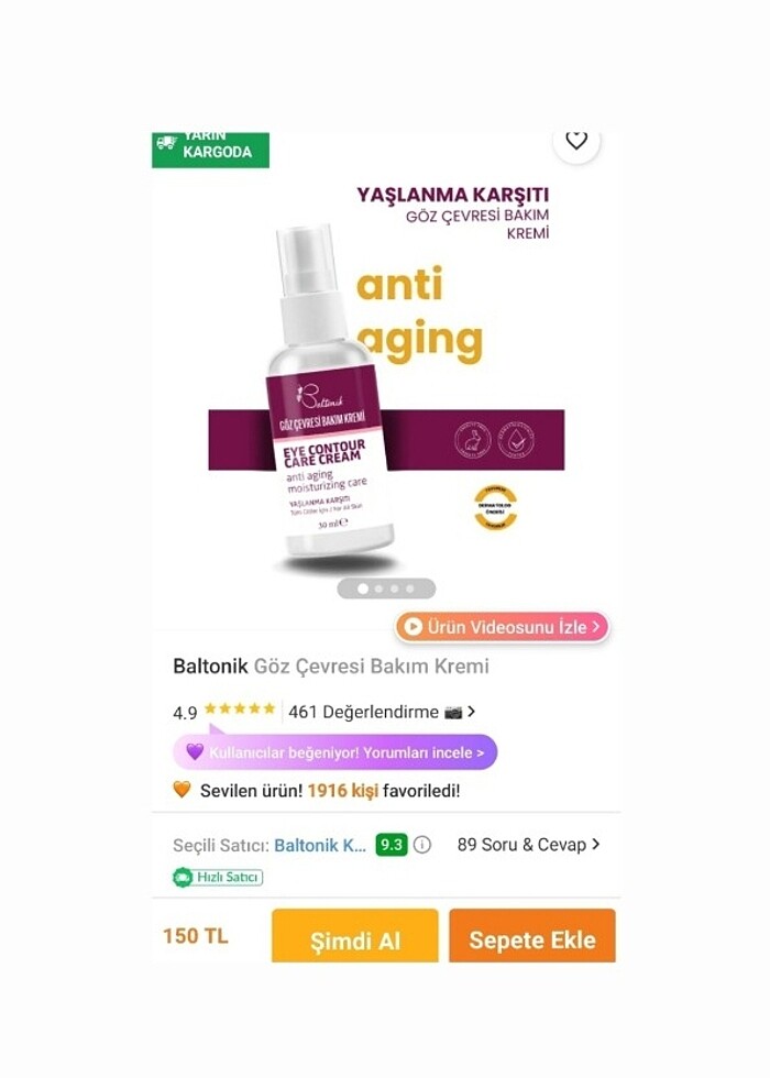 Baltonik Yaşlanma Karşıtı Göz Çevresi Bakım Kremi 30 ML - Görsel 3