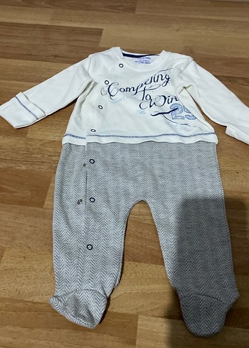 Pamuklu Uzun Kollu Gri Desenli Bebek Tulumu - Görsel 3