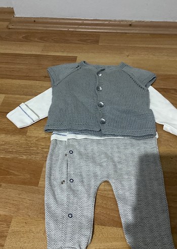 Pamuklu Uzun Kollu Gri Desenli Bebek Tulumu - Görsel 4