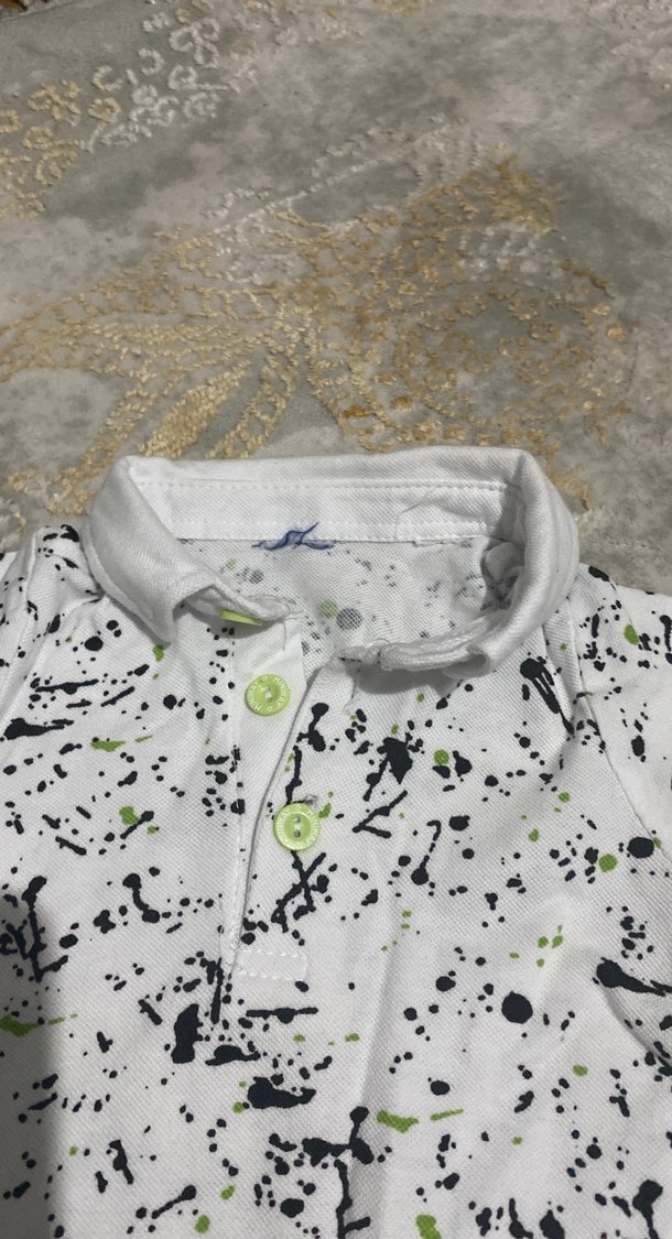 Erkek Çocuk Beyaz Batik Desenli Polo Tişört - Görsel 2