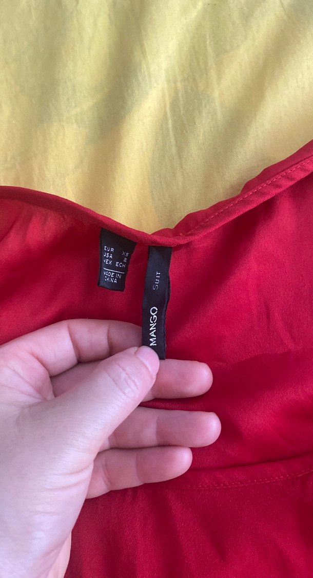 Kırmızı Askısız Saten Bluz - Görsel 2