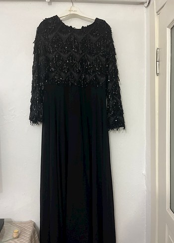 Diğer Uzun Kollu Siyah Gotik Abiye Elbise