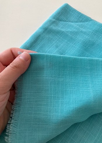 Kadın Turkuaz Keten Eşarp - Görsel 2