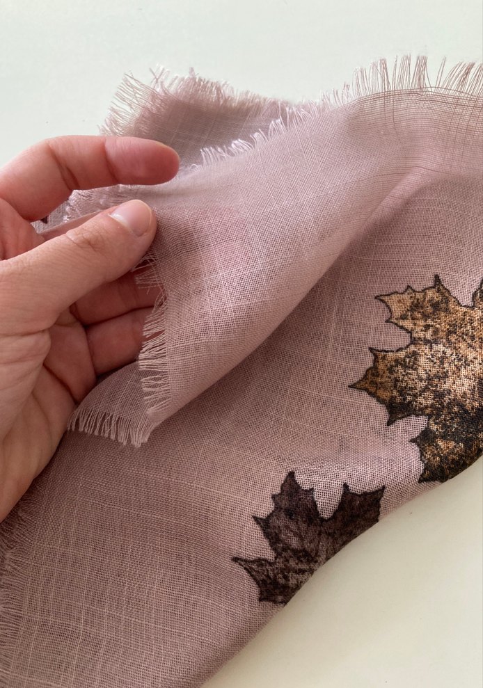 Açık kahve Bohem Yaprak Desenli eşarp - Görsel 3