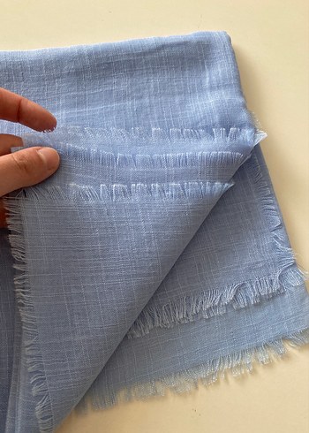 Mavi Keten Kadın Eşarp - Görsel 2