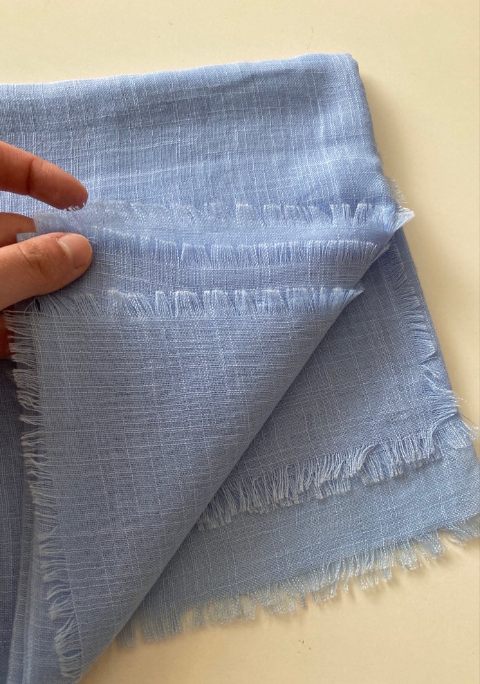 Mavi Keten Kadın Eşarp - Görsel 2