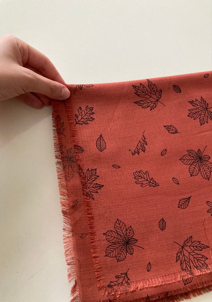 Kiremit Bohem Yaprak Desenli Kadın eşarp - Görsel 2