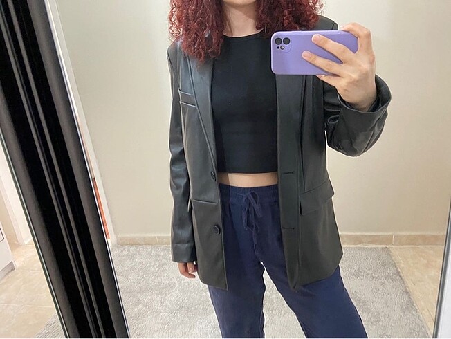 m Beden Bershka deri blazer