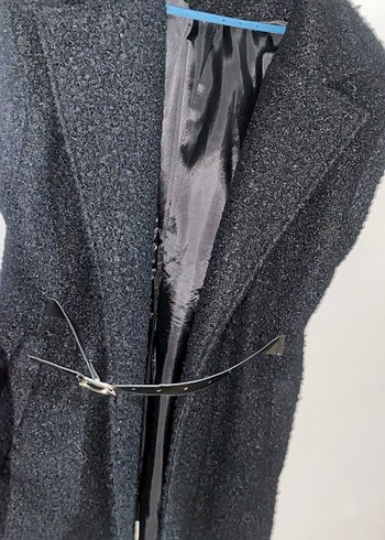 Kadın Kemerli Uzun Kollu Koyu Gri Kaban - Görsel 2