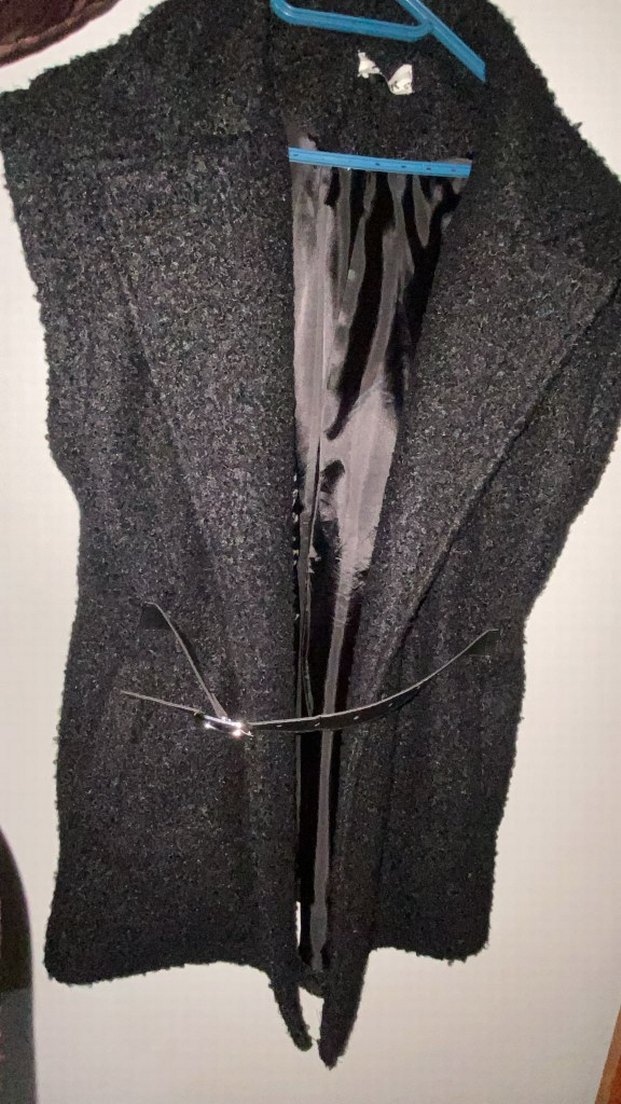 Kadın Kemerli Uzun Kollu Koyu Gri Kaban - Görsel 3