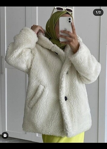 Kapşonlu peluş mont