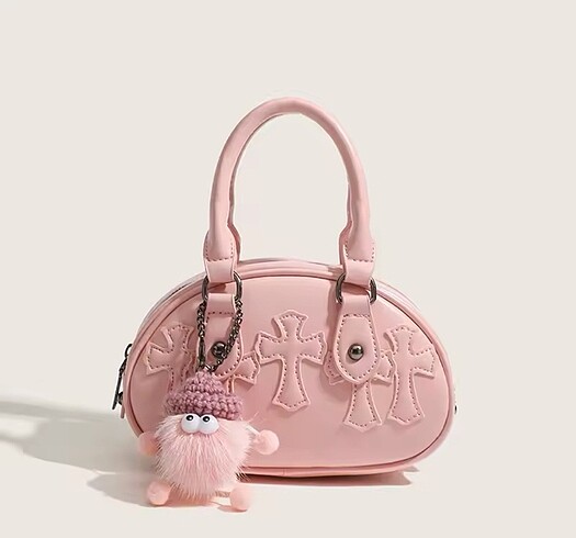 Pembe askılı mini çanta