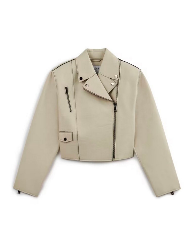 Bej Deri Kadın Ceket - Görsel 3