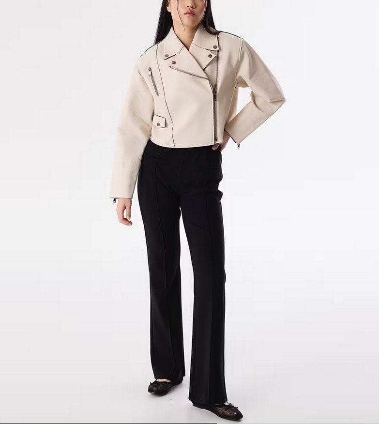 Bej Deri Kadın Ceket - Görsel 5