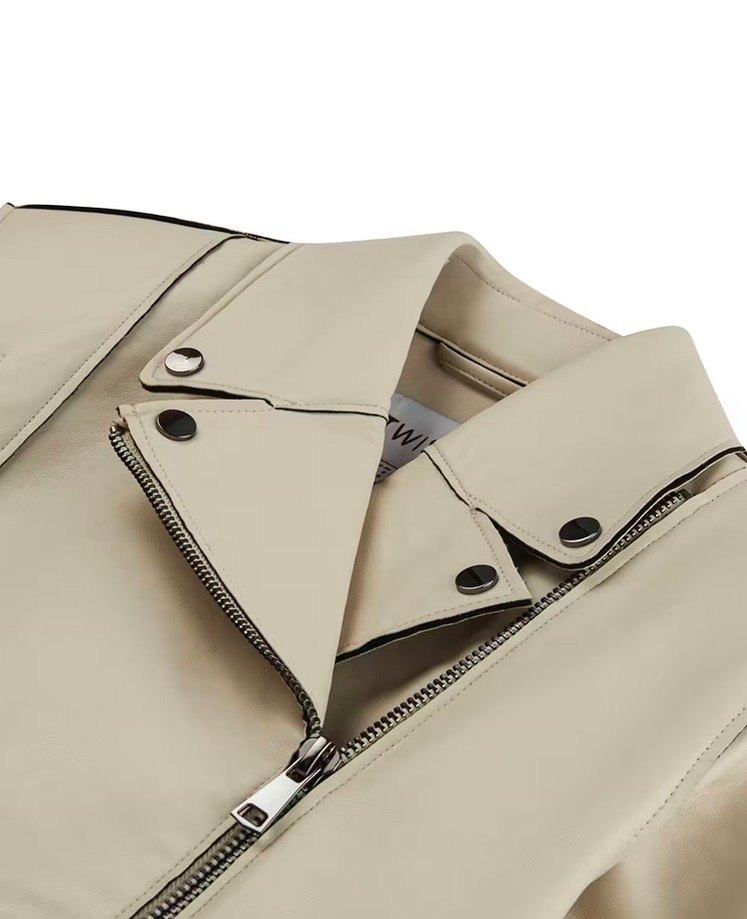 Bej Deri Kadın Ceket - Görsel 2