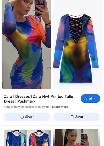 Zara Kadın Çok Renkli Bağlama Desenli Mini Elbise