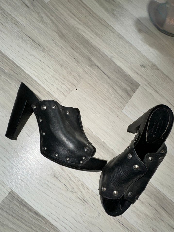 Tokalı Siyah Deri Platform Topuklu Kadın Ayakkabı - Görsel 2