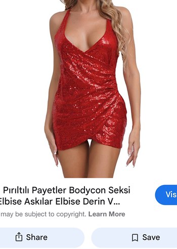 Kırmızı Parlak Payetli Mini Elbise