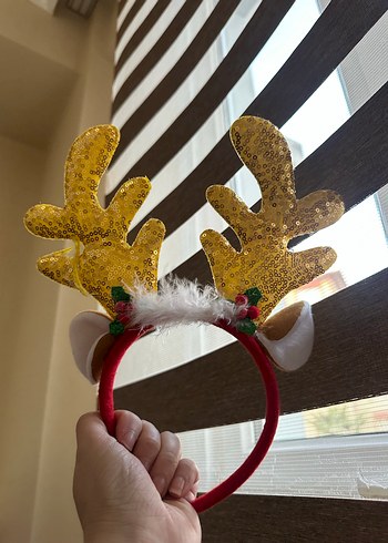 Çocuklar için Payetli Geyik Boynuzu Taç Christmas - Görsel 2