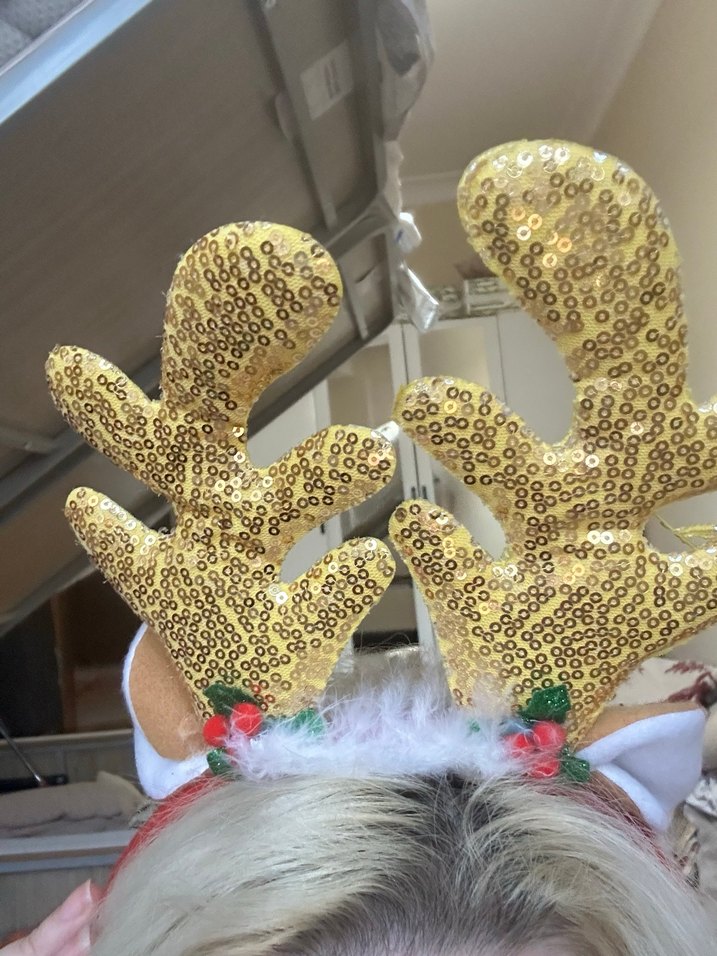 Çocuklar için Payetli Geyik Boynuzu Taç Christmas - Görsel 3