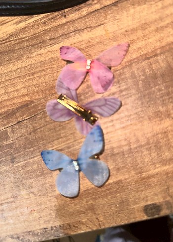 Renkli Şeffaf Kelebek Toka 3lü Set lolita shein - Görsel 2