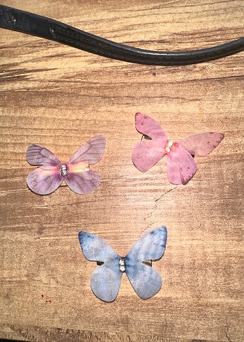 Renkli Şeffaf Kelebek Toka 3lü Set lolita shein - Görsel 3