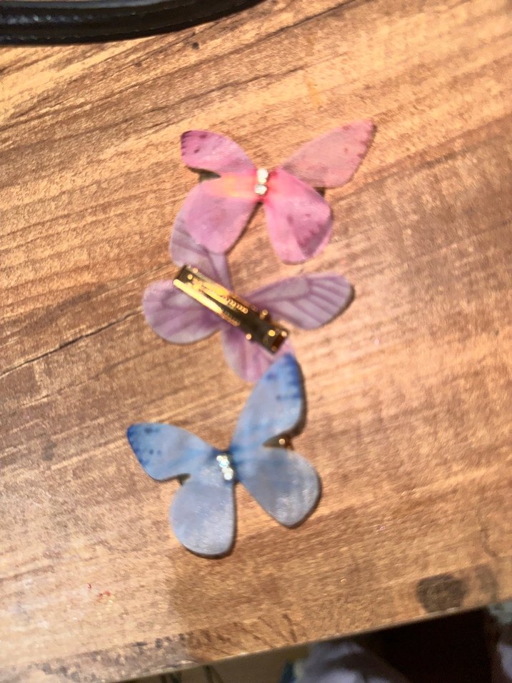 Renkli Şeffaf Kelebek Toka 3lü Set lolita shein - Görsel 2