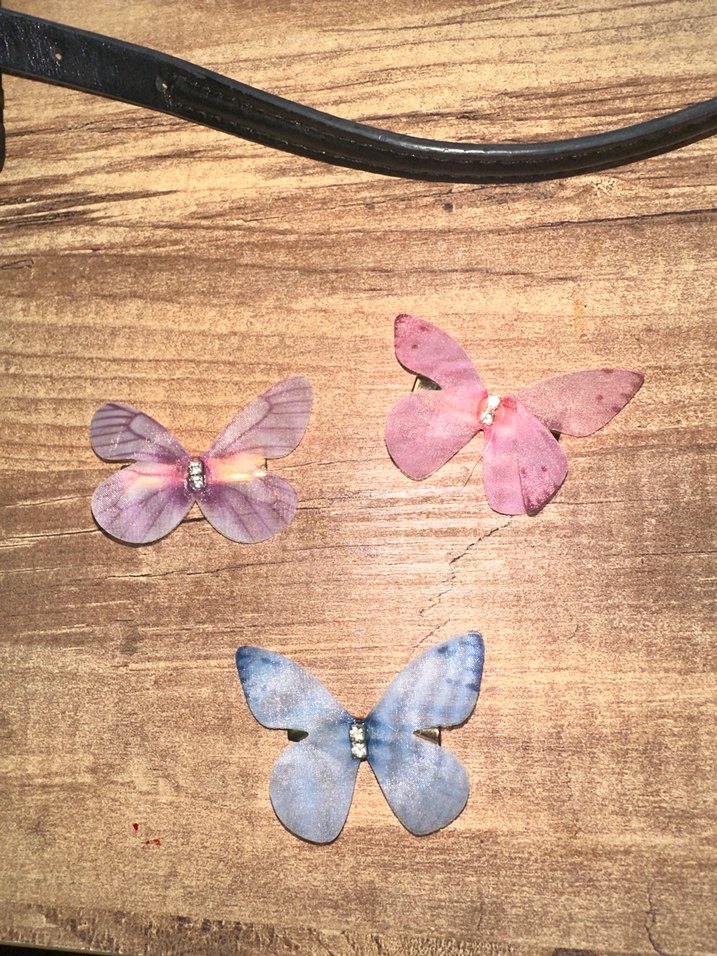 Renkli Şeffaf Kelebek Toka 3lü Set lolita shein - Görsel 3