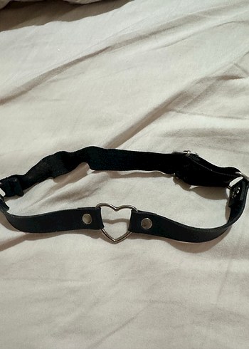 Siyah Deri Kalp Halkalı Goth kolye - Görsel 3