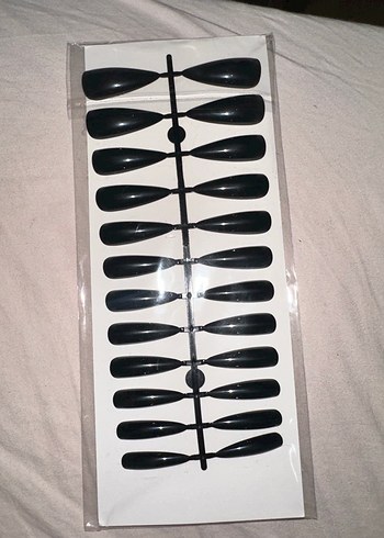 Uzun Sivri Siyah Tırnak takma tırnak 24 adet - Görsel 2