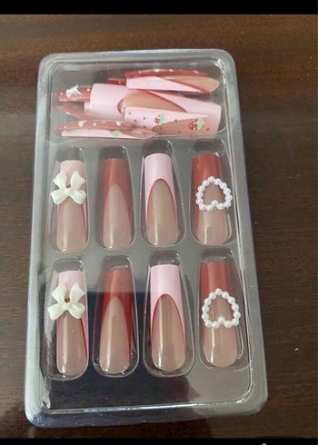 Kırmızı ve Pastel Tırnak takma lolita - Görsel 2