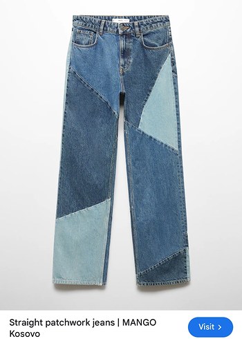 Mango MANGO Kadın Patchwork Düz Kesim Jean