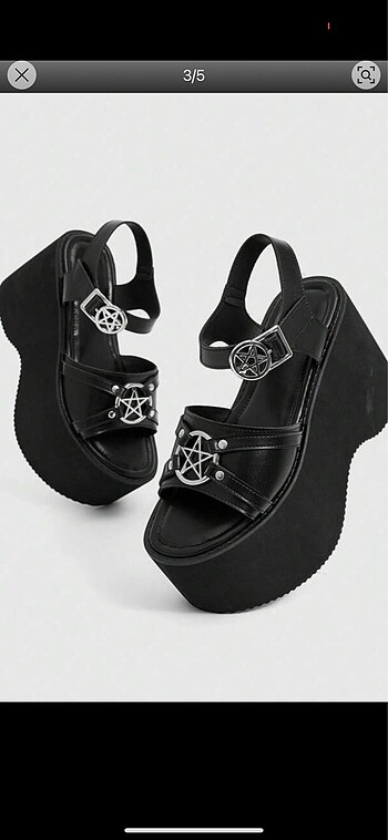 38 Beden siyah Renk Shein gothic sandalet punk