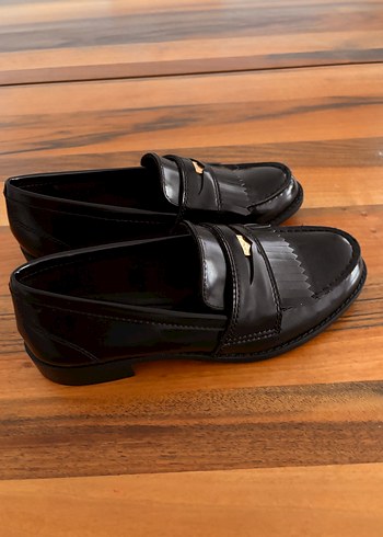 36 Beden Kadın Siyah Rugan Tokalı Topuklu Loafer