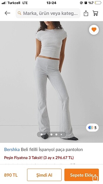 bershka gri ispanyol paça
